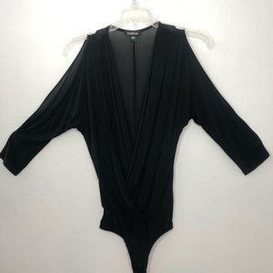 bebe Black Long Sleeve Bodysuit